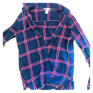 Navy Blue And Red Flannel